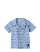 Nmmfelo Terry Ss Shirt Tops Shirts Short-sleeved Shirts Blue Name It