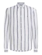 Linen Triple Stripe Shirt Tops Shirts Linen Shirts White Tommy Hilfige...