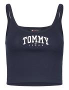 Tjw Crp Varsity 1 Tank Tops Crop Tops Sleeveless Crop Tops Navy Tommy ...