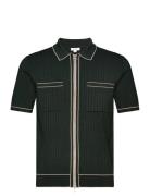 Christophe Designers Knitwear Short Sleeve Knitted Polos Green Reiss