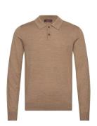 Merino Polo Shirt Tops Polos Long-sleeved Beige Morris