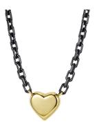 Heartly Necklace Gold/Black Accessories Jewellery Necklaces Chain Neck...