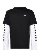 By Long Check Twofer Boys Tops T-shirts Long-sleeved T-Skjorte Black V...