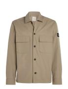 Cotton Nylon Overshirt Tops Overshirts Beige Calvin Klein