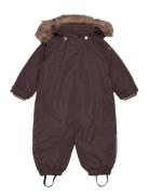 Wholesuit W. Fake Fur Outerwear Coveralls Shell Coveralls Brown En Fan...