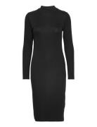 Krown Ls T-Neck Dress Knælang Kjole Black Modström