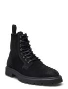 Tatum Suede Lace-Up Boot Snørestøvler Black Les Deux