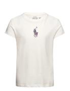 Floral Big Pony Cotton Jersey Tee Tops T-Kortærmet Skjorte White Ralph...