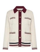 Contrast Cable Knit Cardigan Tops Knitwear Cardigans White GANT