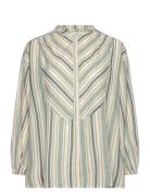 Laurie Shirt Stripe Tops Shirts Long-sleeved Green Moshi Moshi Mind