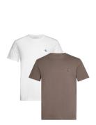 2 Pack Monologo T-Shirt Tops T-Kortærmet Skjorte Brown Calvin Klein Je...