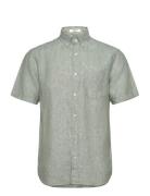 Reg Linen Ss Shirt Tops Shirts Short-sleeved Green GANT