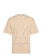 Dreams Puff Print Ss Tshirt Tops T-Kortærmet Skjorte Beige SIXTH JUNE