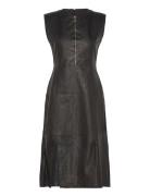 Softbbagathea Leather Dress Knælang Kjole Black Bruuns Bazaar