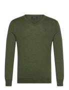 Slim Fit Washable Wool V-Neck Sweater Tops Knitwear V-necks Green Polo...