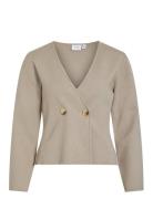 Vizarah Knit Cardigan/Ka Tops Knitwear Cardigans Beige Vila