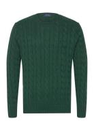 Cable-Knit Cotton Sweater Designers Knitwear Round Necks Green Polo Ra...