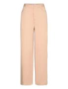 Flowy Straight-Fit Trousers Bottoms Trousers Straight Leg Beige Mango
