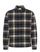 Big Checked Heavy Flannel Overshirt Tops Overshirts Navy Knowledge Cot...