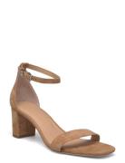 Logan Suede Sandal Sandal Med Hæl Beige Lauren Ralph Lauren