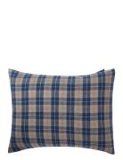 Denim Blue/Beige Checked Cotton Flannel Pillowcase Home Textiles Bedte...