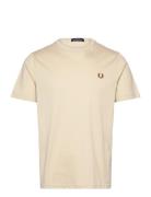 Crew Neck T-Shirt Tops T-Kortærmet Skjorte Cream Fred Perry