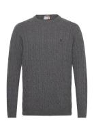 Phillips Brook Cable Crew Neck Sweater Dark Grey Heather Tops Knitwear...