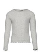 Ribbed Long-Sleeved T-Shirt Tops T-shirts Long-sleeved T-Skjorte Grey ...