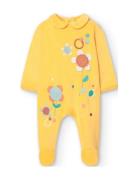 Velour Play Suit For Baby Girl -Bci Langærmet Body Yellow Boboli