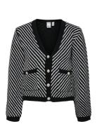 Yascharla Ls Sequin Knit Cardigan Quiltet Jakke Black YAS