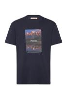 Printed T-Shirt Tops T-Kortærmet Skjorte Navy Revolution