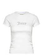 Dot Ruched Tee Tops T-shirts & Tops Short-sleeved White Juicy Couture