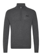 Essential Emb Knit Half Zip Tops Knitwear Half Zip Jumpers Grey Superd...