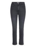 Claudia Waxed Slim-Fit Cropped Jeans Bottoms Jeans Slim Grey Mango