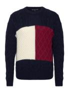 Cable Flag Sweater Tops Knitwear Round Necks Navy Tommy Hilfiger