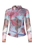 Surreal Blossom Tops Shirts Long-sleeved Pink Desigual