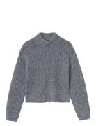 Nlfnulo Ls Short Knit Cardigan Tops Knitwear Pullovers Grey LMTD