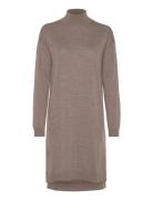 Merino Wool Dress Knælang Kjole Brown Rosemunde