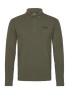 Polo Shirt Tops Polos Long-sleeved Khaki Green EA7