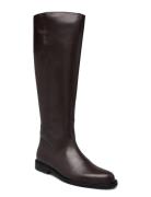 Boots - Flat - With Zipper Lange Støvler Brown ANGULUS