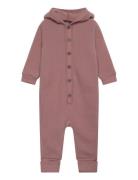 Wool Baby Suit W. Hood Outerwear Fleece Outerwear Fleece Suits Pink Mi...