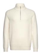 Stand-Up Collar Knit Tops Knitwear Half Zip Jumpers Cream Lindbergh