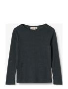 Wool Silk T-Shirt L/S Alfie Tops T-shirts Long-sleeved T-Skjorte Navy ...