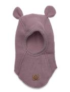 Wool Fullface W Ears Accessories Headwear Balaclava Purple Mikk-line