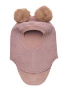 Balaclava Wool Alpaca Pompoms Accessories Headwear Balaclava Pink Hutt...