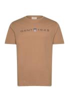 Printed Graphic Ss T-Shirt Tops T-Kortærmet Skjorte Brown GANT