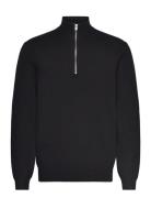 Ecovero Half Zip Knit Tops Knitwear Half Zip Jumpers Black Lindbergh