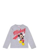 Tshirt Tops T-shirts Long-sleeved T-Skjorte Grey Mickey Mouse