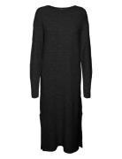 Vmlefile Ls Boatneck Calf Dress Noos Knælang Kjole Black Vero Moda