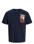 Jjxmas Pocket Tee Ss Crew Neck Jnr Tops T-Kortærmet Skjorte Navy Jack ...